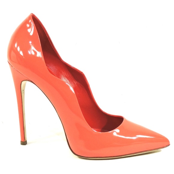 GIANMARCO LORENZI 🇮🇹 WOMEN'S CORAL PATENT LEATHER FASHION PUMPS - Picture 4 of 10